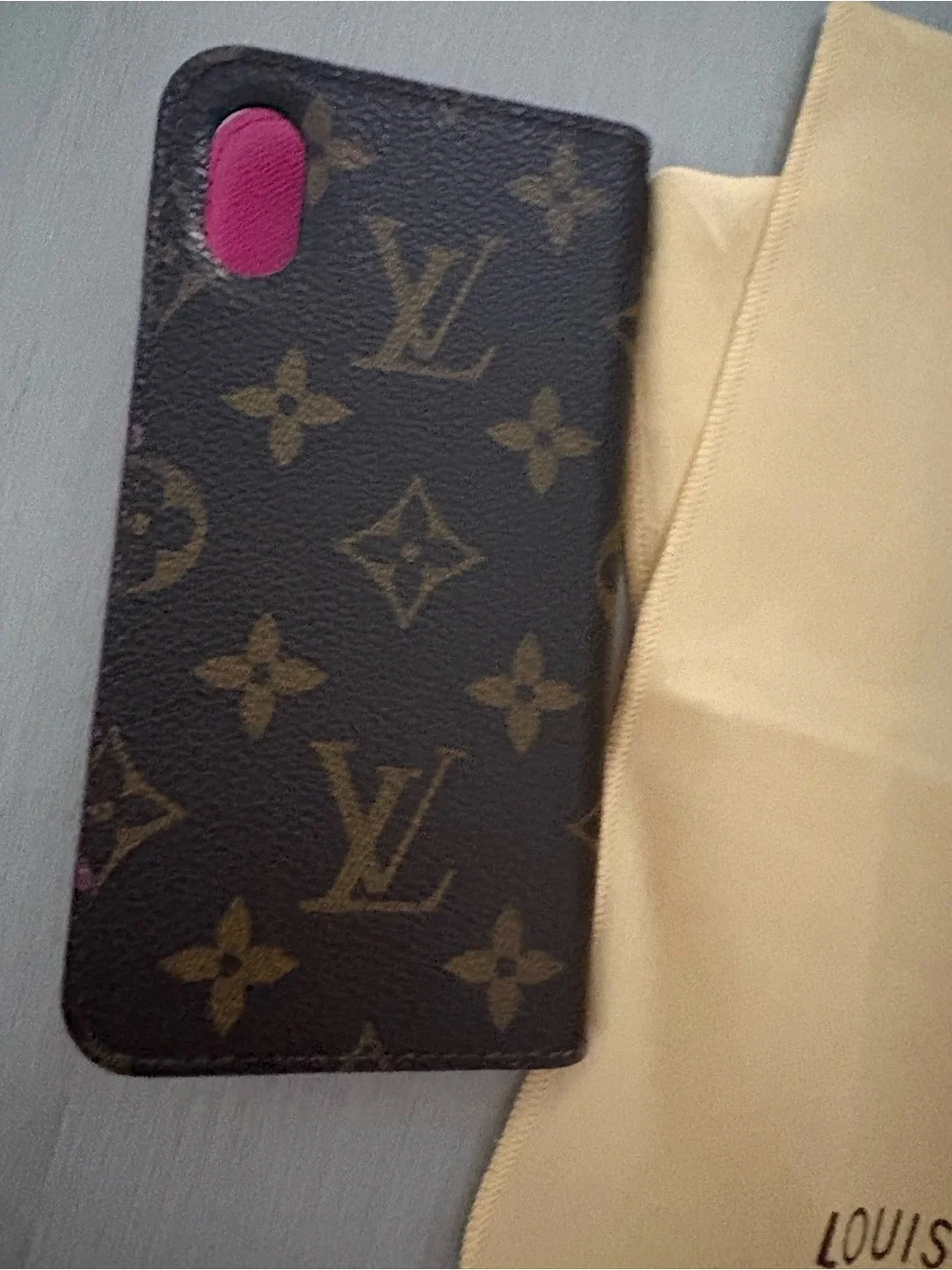 Louis Vuitton Monogram I Phone C/ XS  Case with Pink Trim